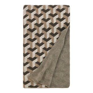 NWT Dwell Studio Lambwool Throw Blanket Afghan Brown Geometric Pattern 70”x50”